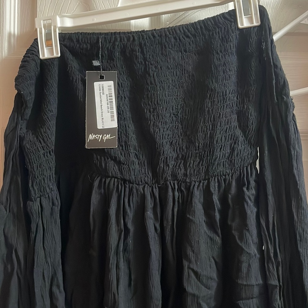 Nasty gal Black cutoff sleeve beach coverup